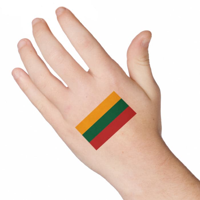 Flag of Lithuania Temporary Tattoo 2 in x 1.5 in