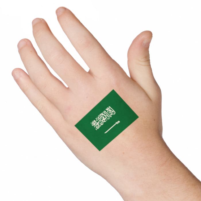 Flag of Saudi Arabia Temporary Tattoo 2 in x 1.5 in