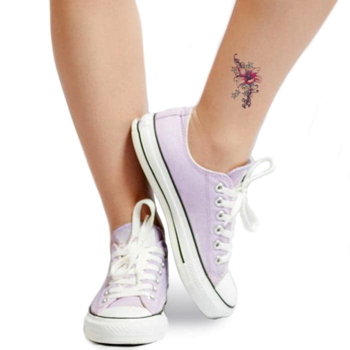 Flirty Flower with Stars Temporary Tattoo 3.5 in x 2.5 in