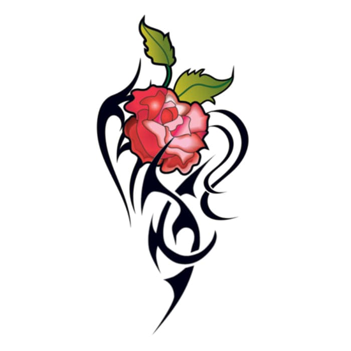Red Tribal Roses Temporary Tattoos 3.5 in x 2.5 in