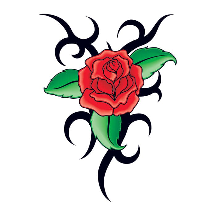 Tribal Rose Design Temporary Tattoo 3.5 in x 2.5 in