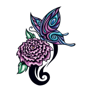 Flower and Butterfly Temporary Tattoo