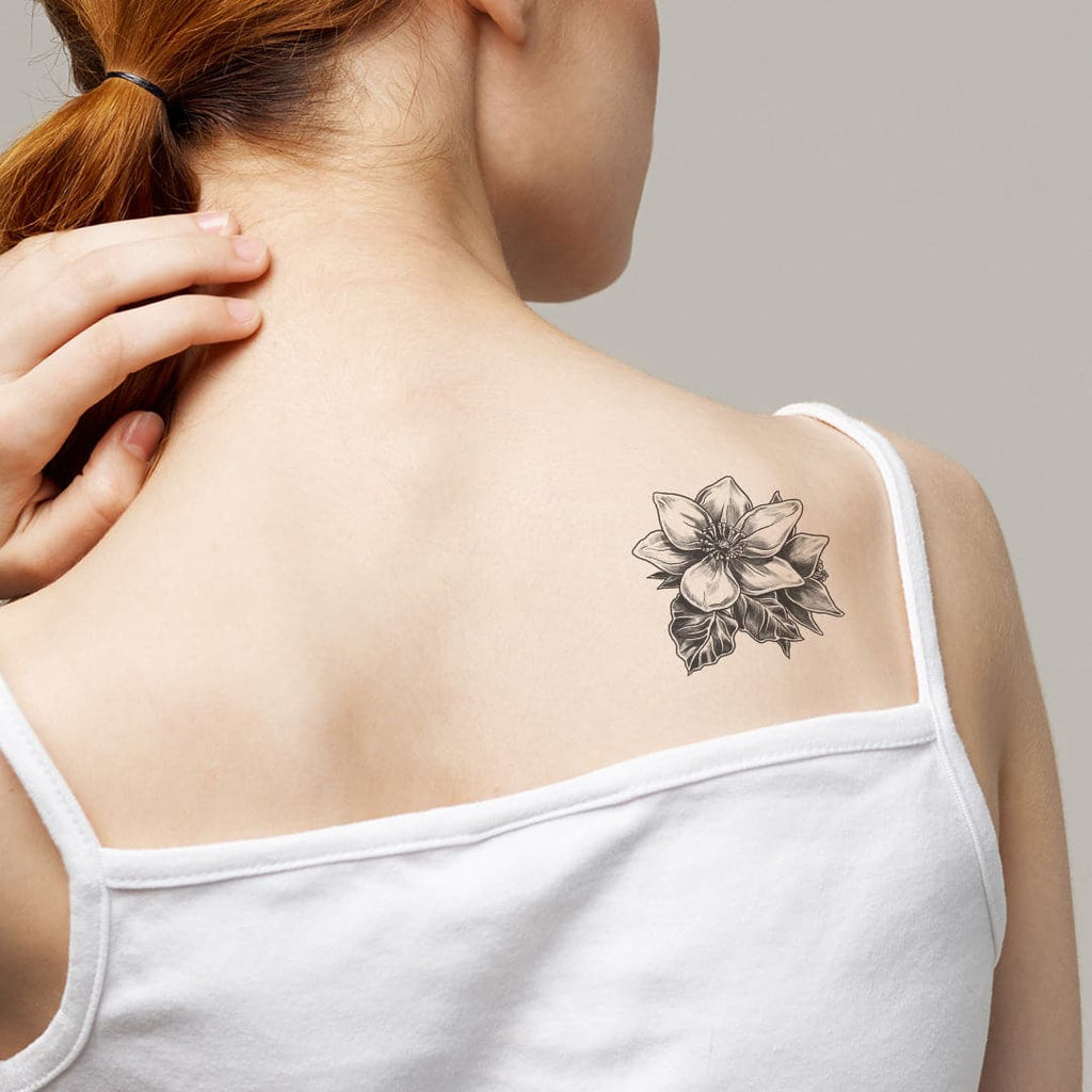 Gray Magnolia Temporary Tattoo 4 in x 4 in