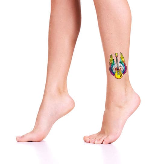 Guitar Rock Metallic Temporary Tattoo 2.5 in x 3.5 in