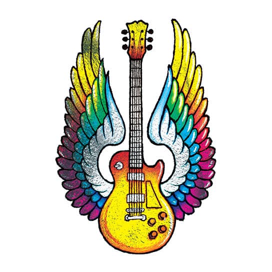 Guitar Rock Metallic Temporary Tattoo 2.5 in x 3.5 in