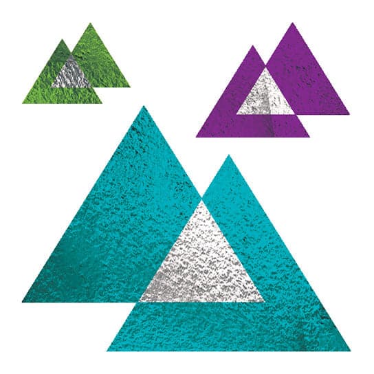 Triangular Color Metallic Temporary Tattoos 2 in x 2 in