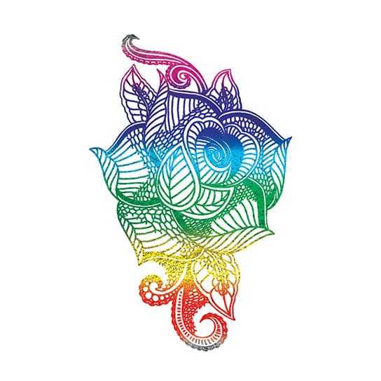 Radiant Rose Color Metallic Temporary Tattoo 2.5 in x 4 in