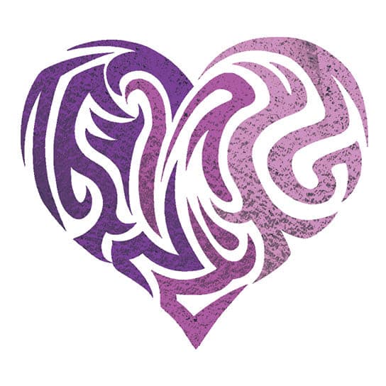 Purple Heart Color Metallic Temporary Tattoo 2.5 in x 2.5 in