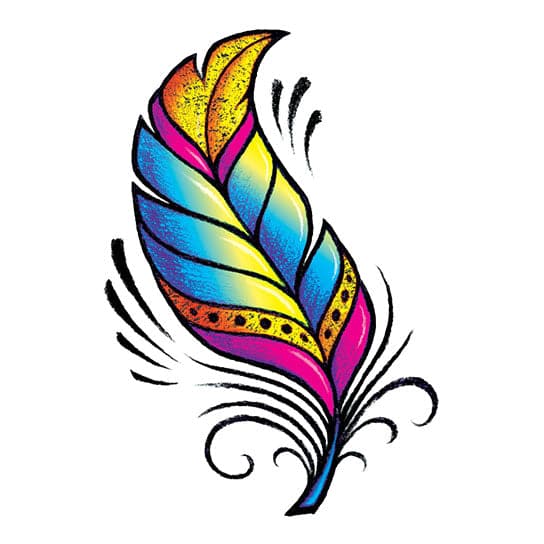 Radiant Feather Color Metallic Temporary Tattoo 2.5 in x 3.5 in