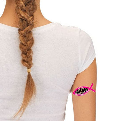 Color Metallic Christian Fish Temporary Tattoos 4 in x 4 in