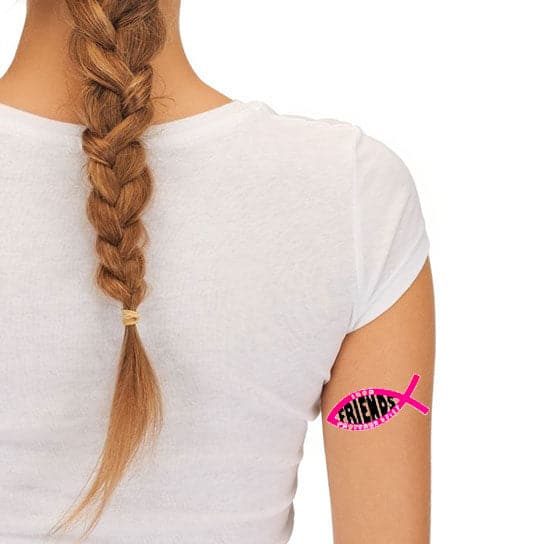 Color Metallic Christian Fish Temporary Tattoos 4 in x 4 in