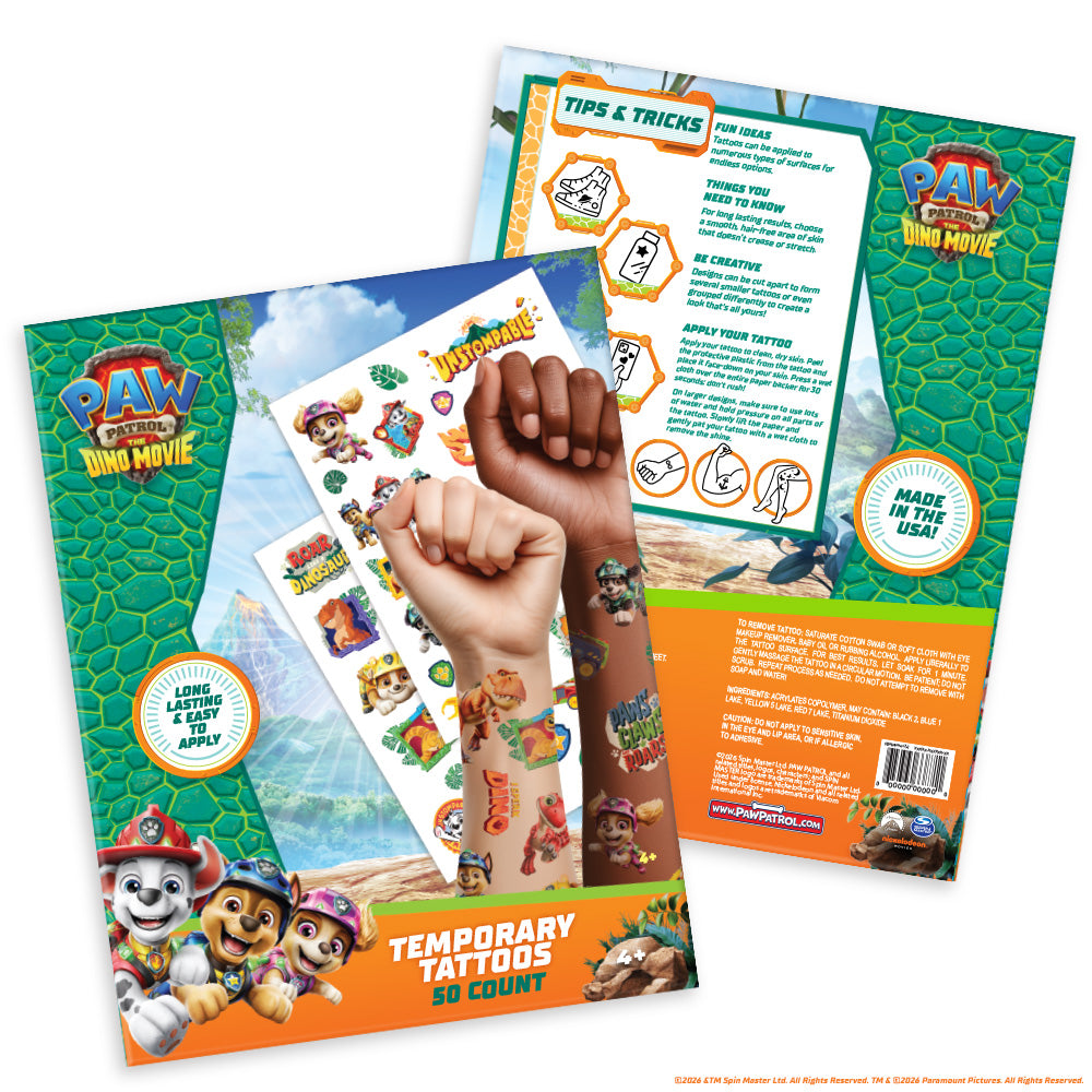 Paw Patrol Dino Movie Temporary Tattoo Booklet – 50 Tattoos