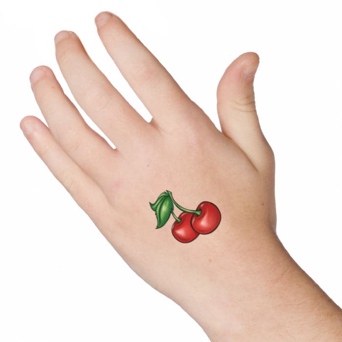 Pair of Cherries Temporary Tattoo 1.5 in x 1.5 in