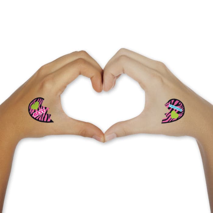 Best Friends Heart Temporary Tattoo 1.5 in x 1.5 in