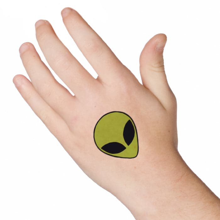 Green Alien Temporary Tattoo 2 in x 2 in