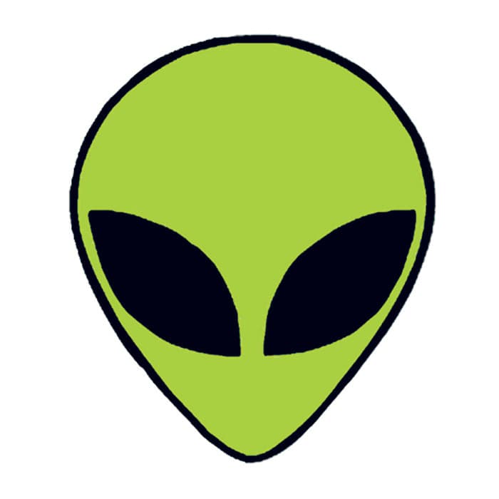 Green Alien Temporary Tattoo 2 in x 2 in