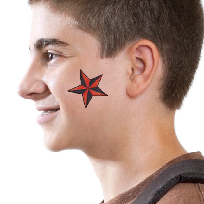 Red Nautical Star Temporary Tattoo 2 in x 2 in