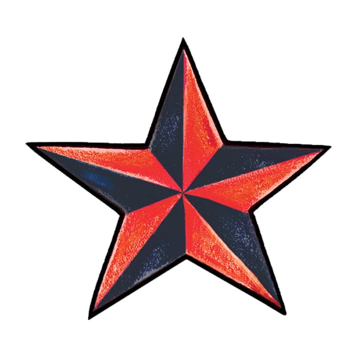 Red Nautical Star Temporary Tattoo 2 in x 2 in