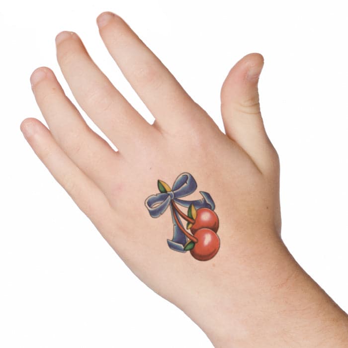 Swirly Cherries Temporary Tattoo 2 in x 2 in