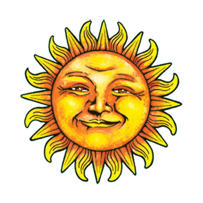 Smiling Sun Temporary Tattoo 2 in x 2 in