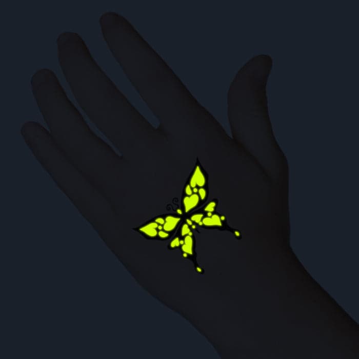 Glow in the Dark Tribal Butterfly Temporary Tattoo 2 in x 2 in