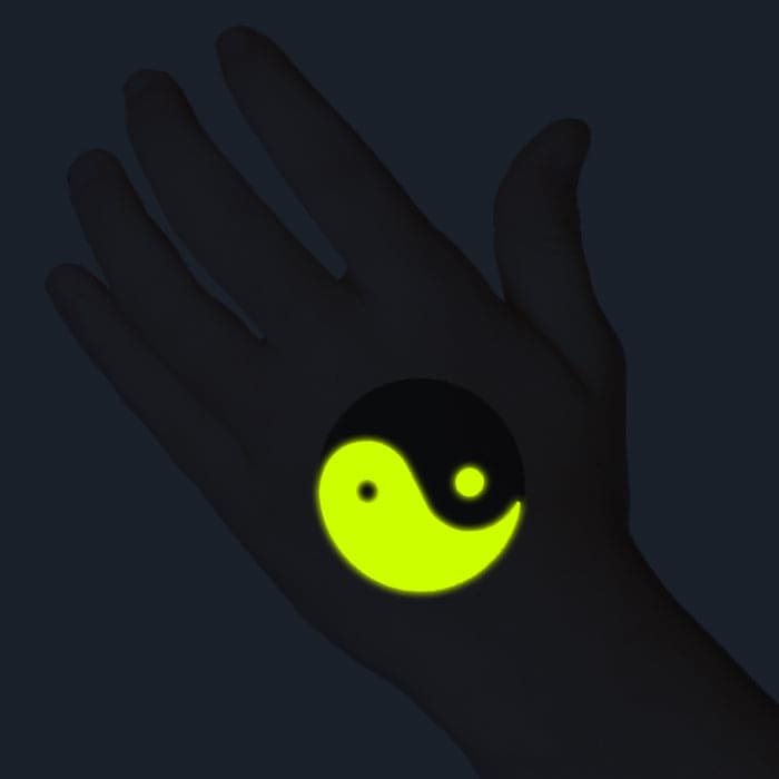 Glow in the Dark Yin Yang Temporary Tattoo 2 in x 2 in