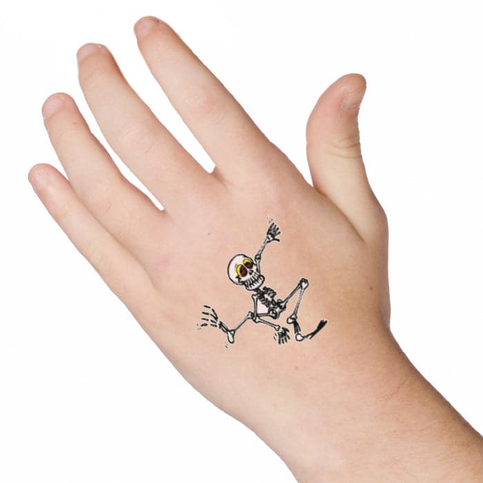 Glow in the Dark Dancing Skeleton Temporary Tattoo 2 in x 2 in