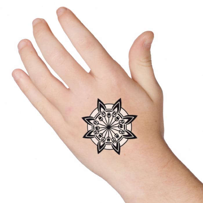 Glow in the Dark Tribal Flower Temporary Tattoo 2 in x 2 in