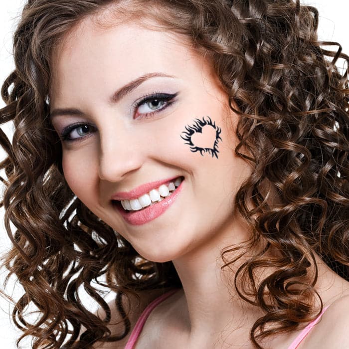 Small-Glow in the Dark Flaming Heart Temporary Tattoo 2 in x 2 in
