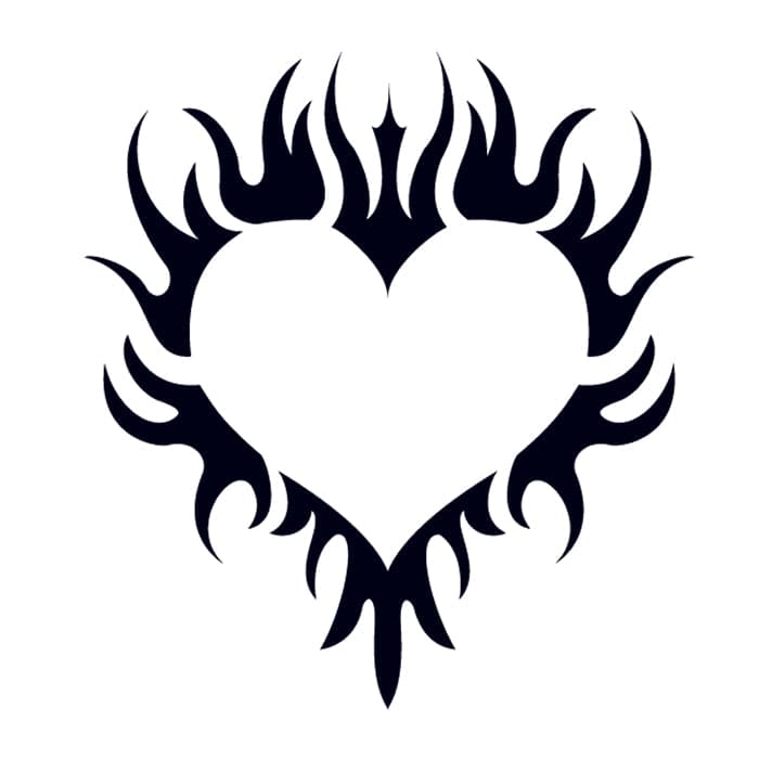 Small-Glow in the Dark Flaming Heart Temporary Tattoo 2 in x 2 in