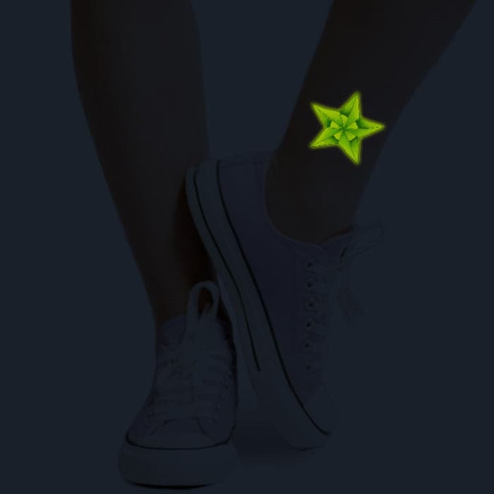 Glow in the Dark Blue Star Temporary Tattoo 3 in x 3 in