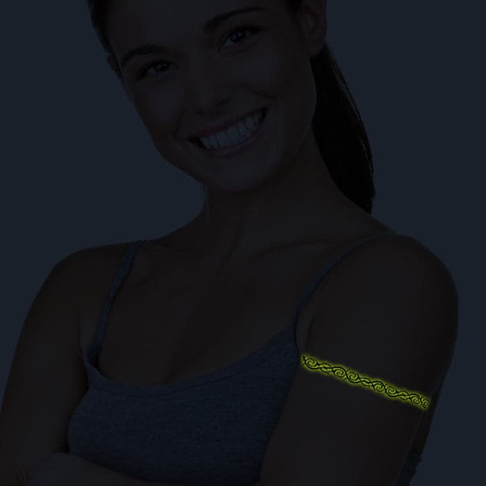 Glow in the Dark Barbed Band Temporary Tattoo 6 in x 1.5 in