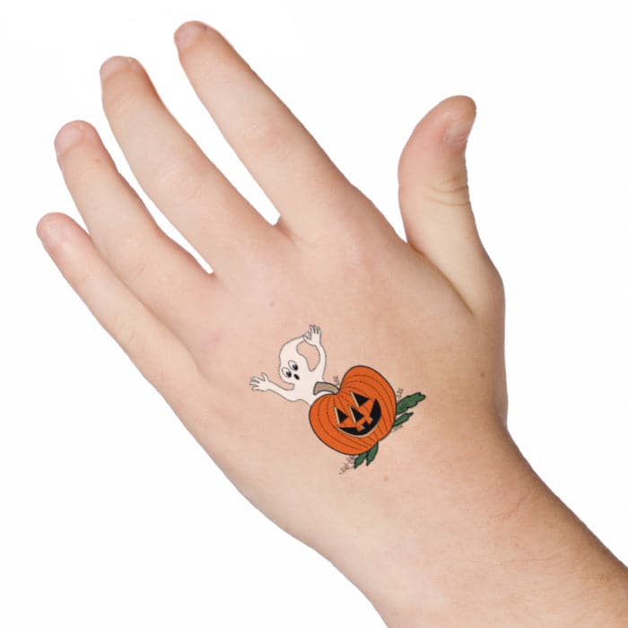 Glow in the Dark Ghost and Pumpkin Temporary Tattoo 1.5 in x 2 in