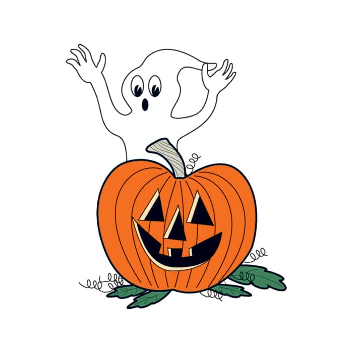 Glow in the Dark Ghost and Pumpkin Temporary Tattoo 1.5 in x 2 in