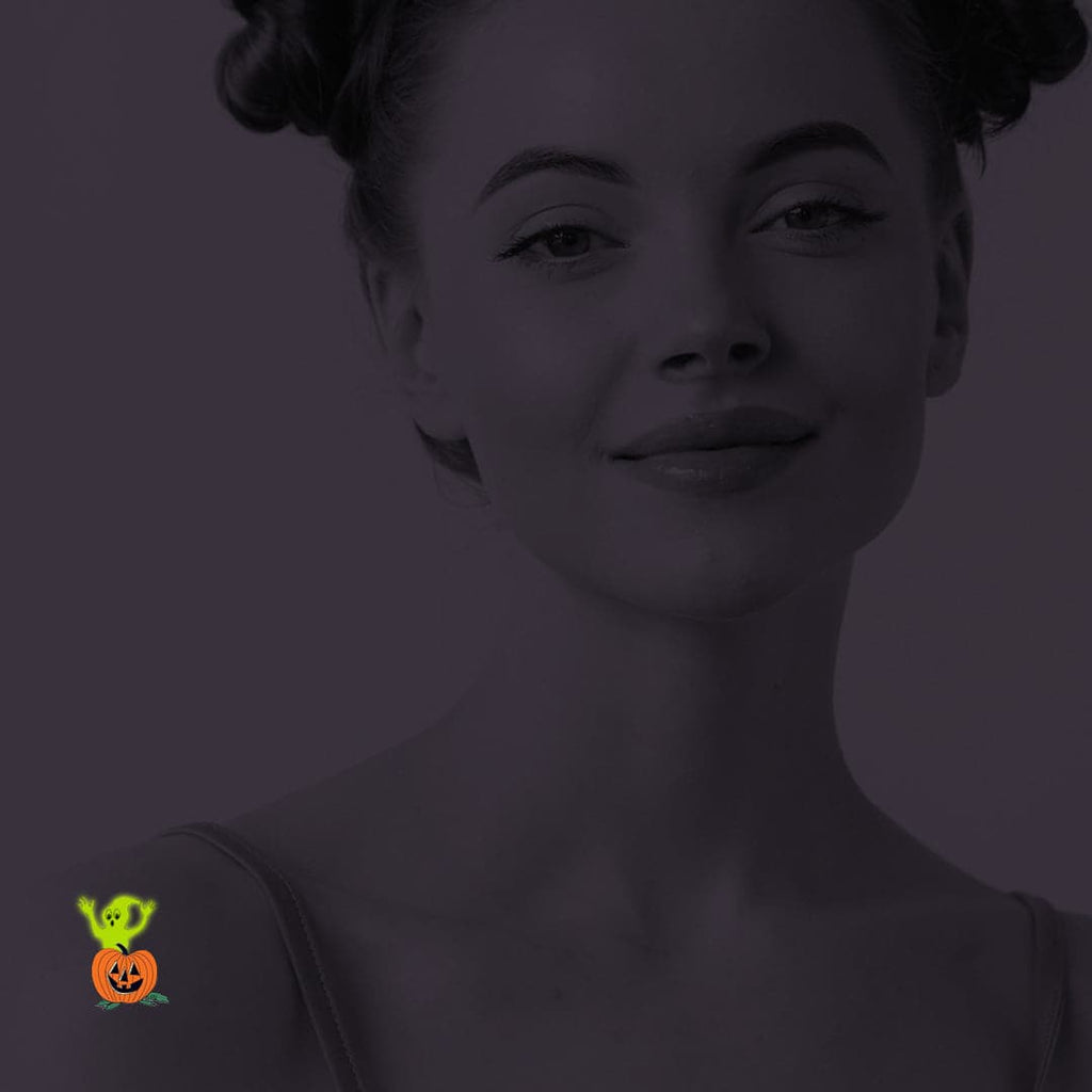 Glow in the Dark Ghost and Pumpkin Temporary Tattoo 1.5 in x 2 in