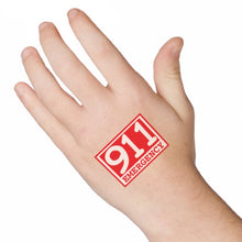 Glow Red Emergency 911 Temporary Tattoo 1.5 in x 2 in