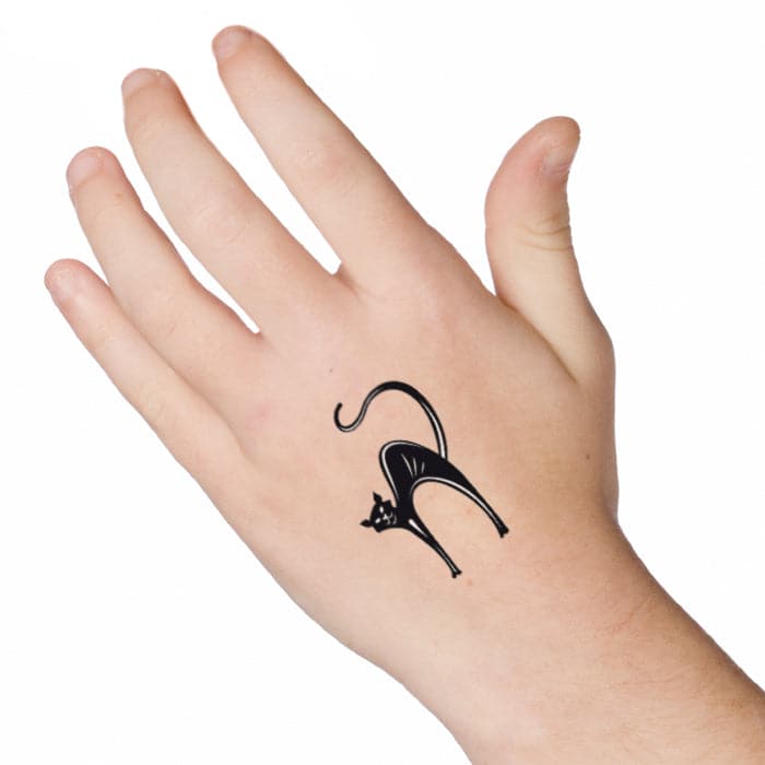 Glow in the Dark Black Cat Temporary Tattoo 1.5 in x 2 in