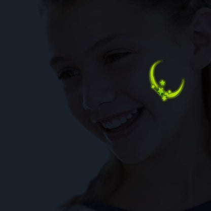 Glow in the Dark Moon and Stars Temporary Tattoo 2 in x 2 in