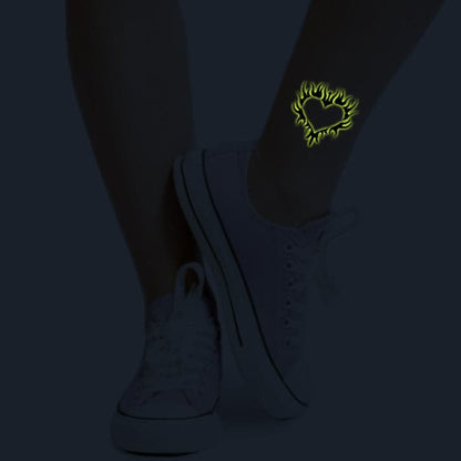 Glow in the Dark Flaming Heart Temporary Tattoo 3 in x 3 in