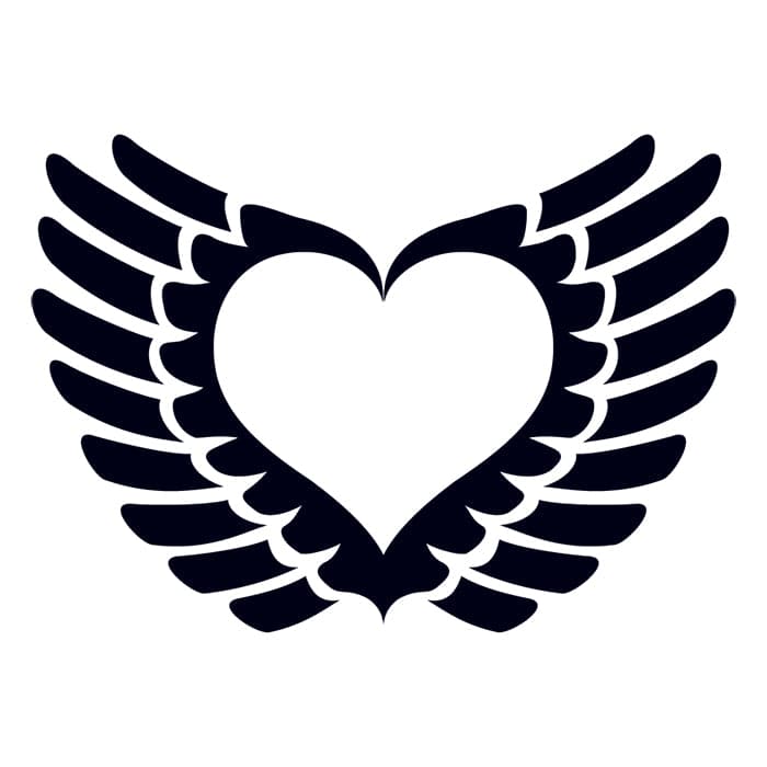 Glow in the Dark Winged Heart Temporary Tattoo 3 in x 3 in