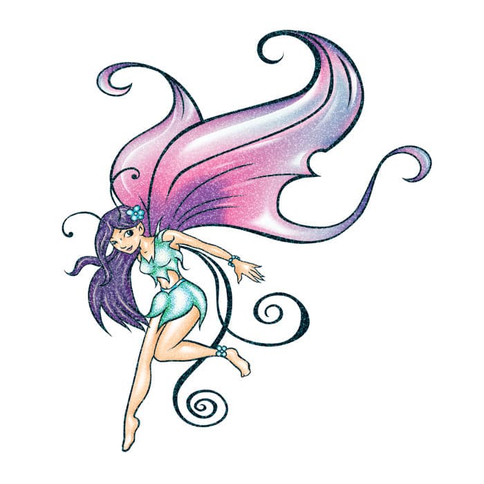 Glitter Winged Fairy Temporary Tattoo 2 in x 2 in