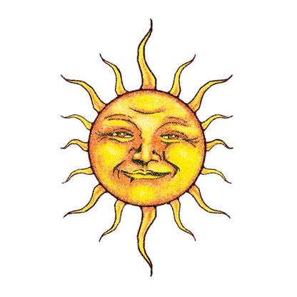 Glitter Sun Face Temporary Tattoo 2 in x 2 in