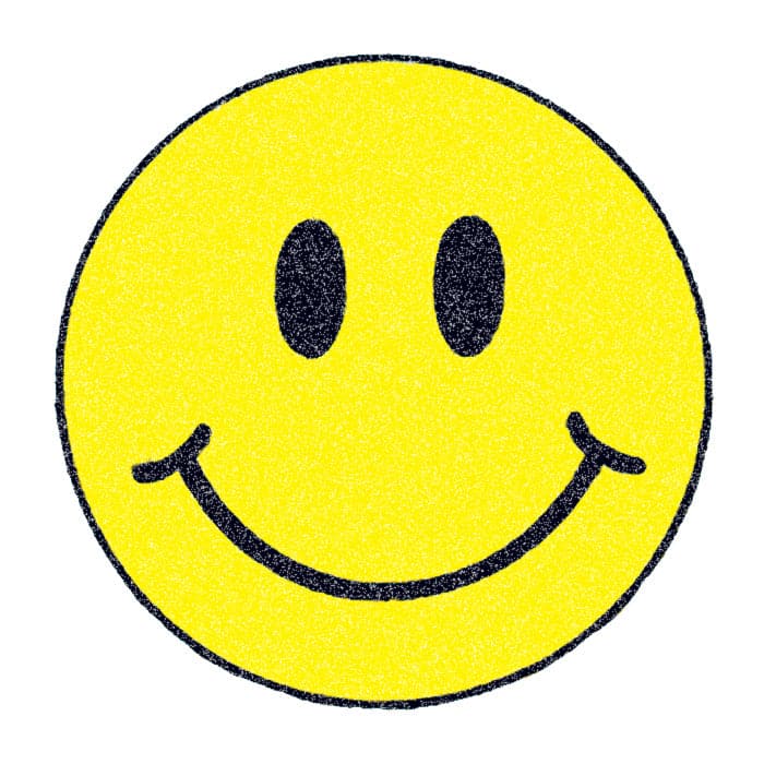 Glitter Traditional Smiley Face Temporary Tattoo 2 in x 2 in