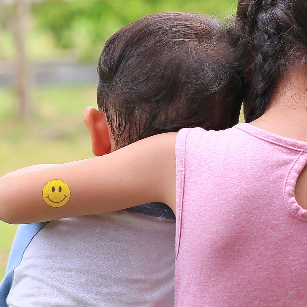 Glitter Traditional Smiley Face Temporary Tattoo 2 in x 2 in