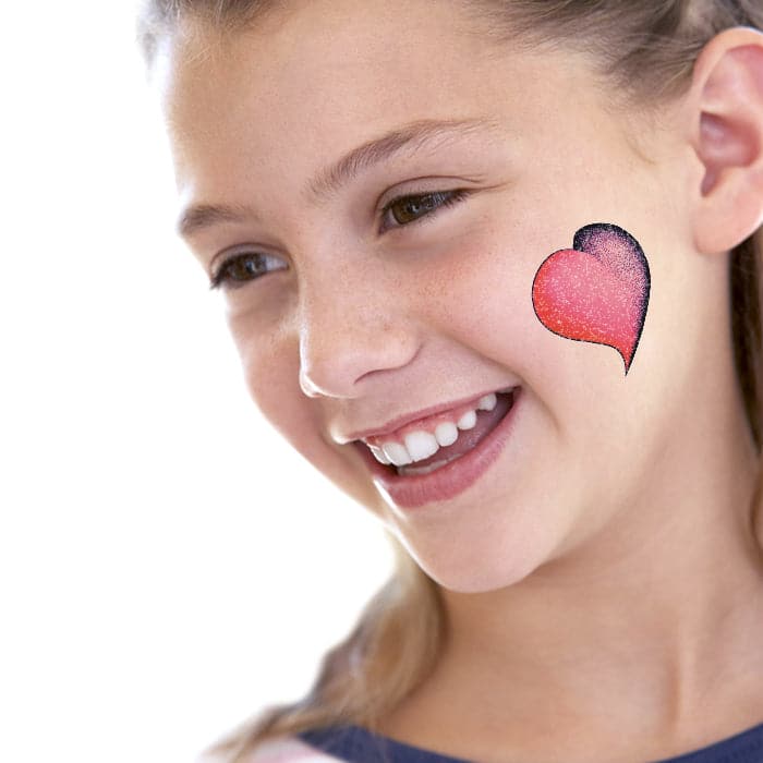 Glitter Purple and Pink Heart Temporary Tattoo 2 in x 2 in