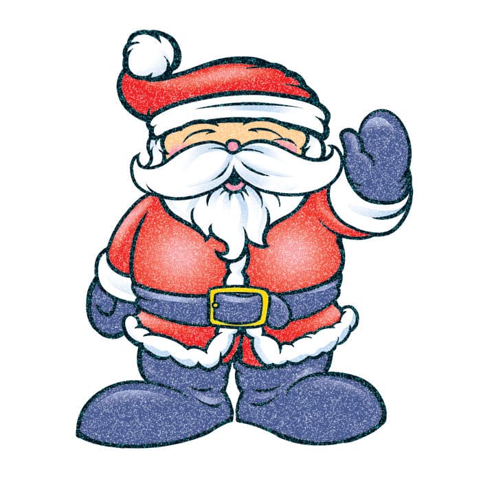 Glitter Waving Santa Temporary Tattoo 2 in x 2 in