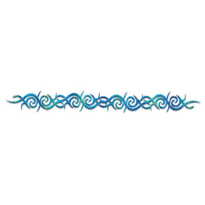 Glitter Blue Wave and Swirl Band Temporary Tattoo 9 in x 1.5 in