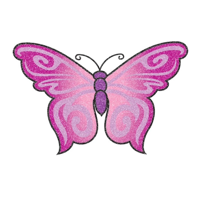 Glitter Purple Butterfly Temporary Tattoo 2 in x 1.5 in