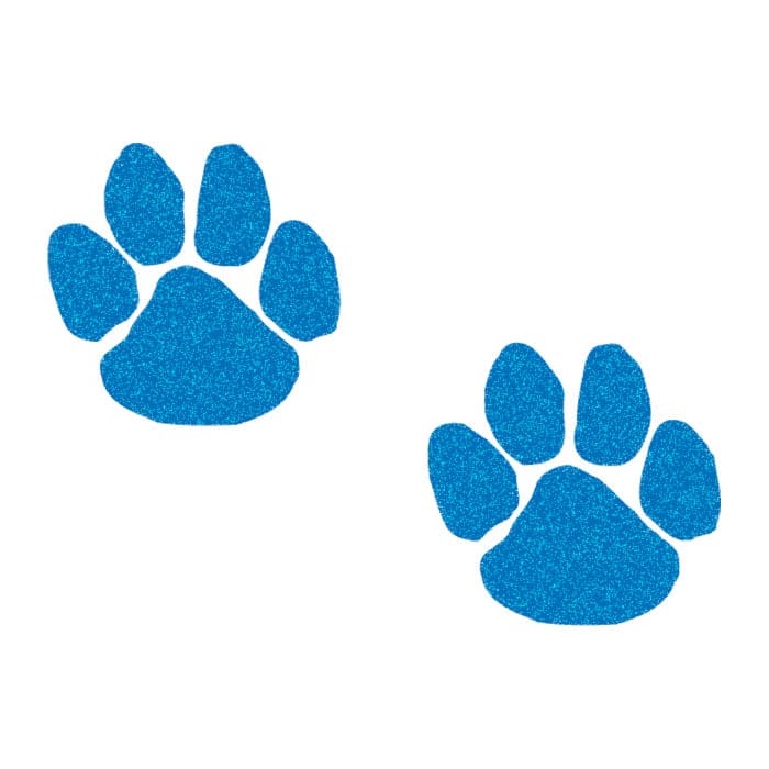 Glitter Blue Paw Prints Temporary Tattoos 2 in x 1.5 in