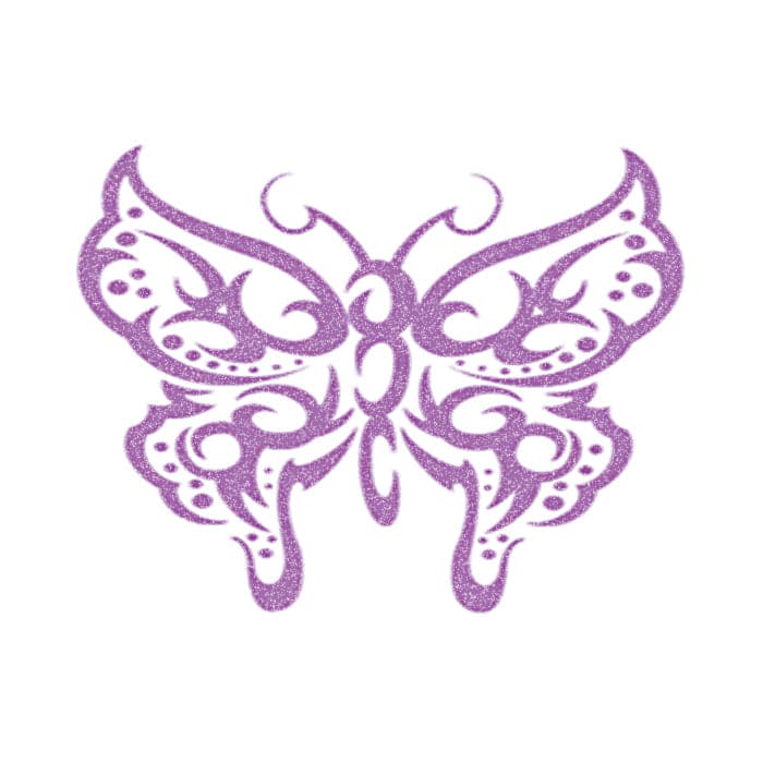 Glitter Purple Tribal Butterfly Temporary Tattoo 2 in x 2 in